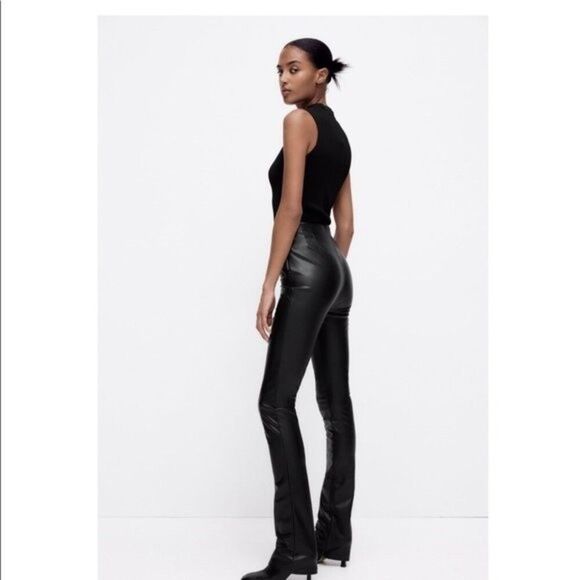 NWT ZARA EXTRA LONG FAUX LEATHER LEGGINGS - Picture 10 of 16